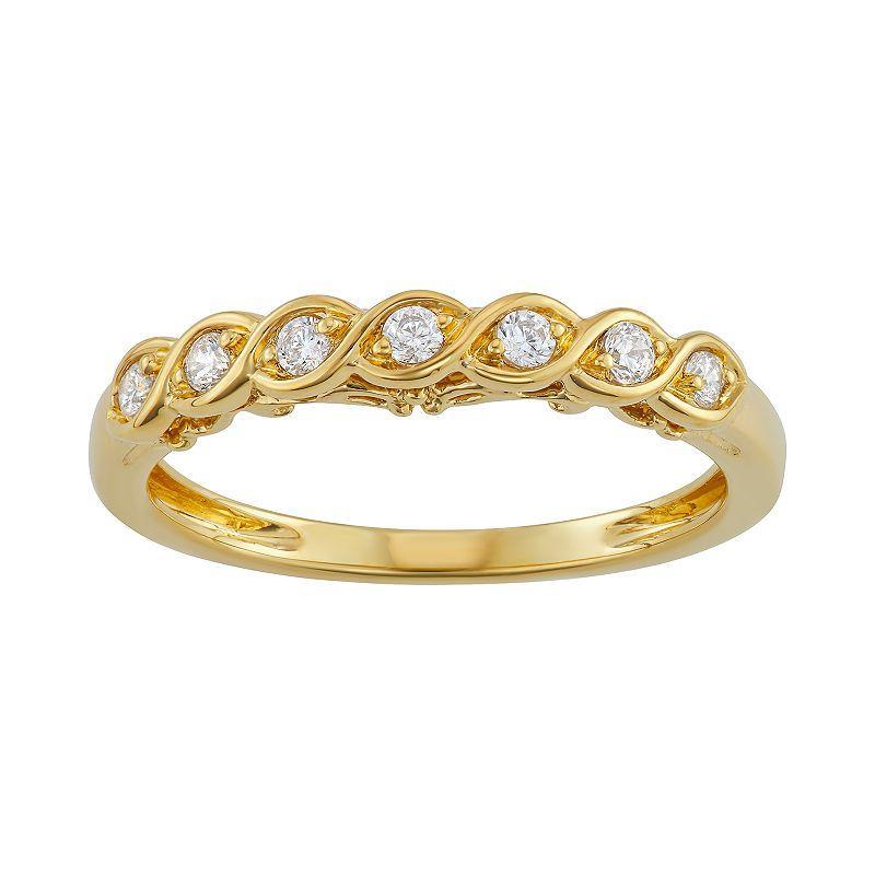 Simply Vera Vera Wang 14k Gold 1/7 ct. T.W. Diamond Twist Wedding Ring, Womens Yellow Product Image