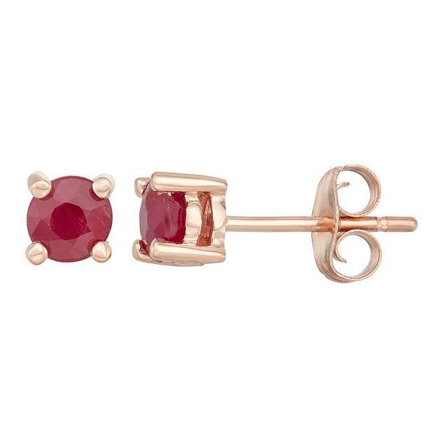 14k Gold Ruby Stud Earrings, Womens, White Product Image