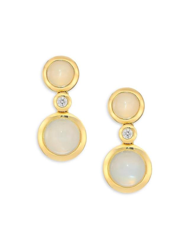 Womens Bouton 18K Yellow Gold, Two-Tone Moonstone & Diamond Triple-Drop Earrings Product Image