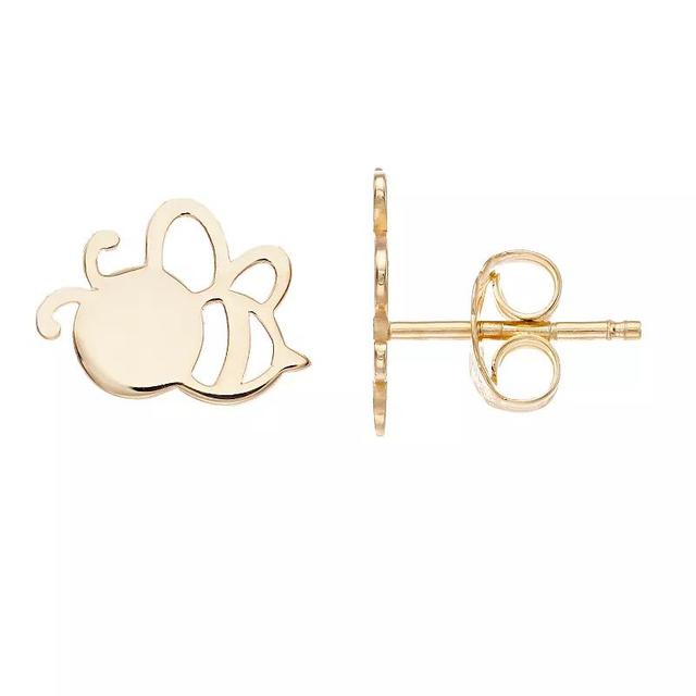 14k Gold Honey Bee Stud Earrings, Womens Product Image