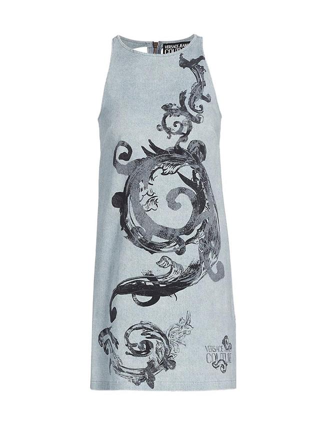 Womens Barocco-Print Denim Minidress Product Image