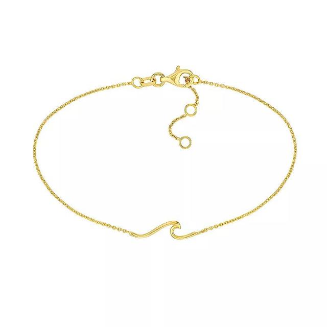 14k Gold Wave Element Adjustable Bracelet, Womens Product Image