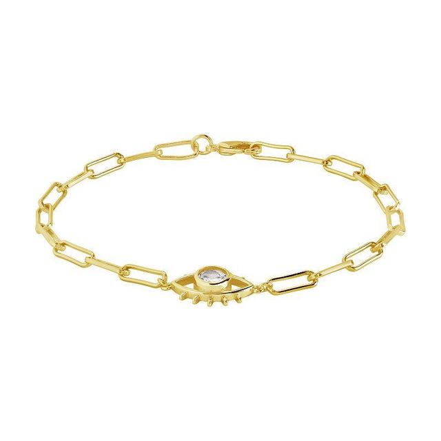 MC Collective Cubic Zirconia Vail Evil Eye Chain Bracelet, Womens Gold Tone Product Image