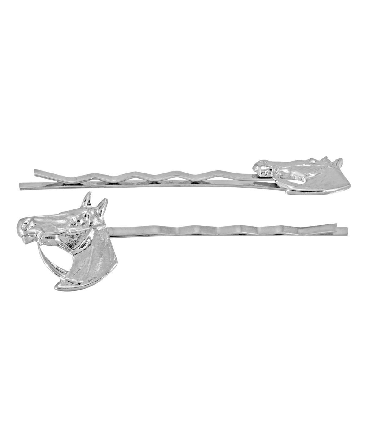 1928 Silver Tone Horse Head Bobby Pin Set Product Image