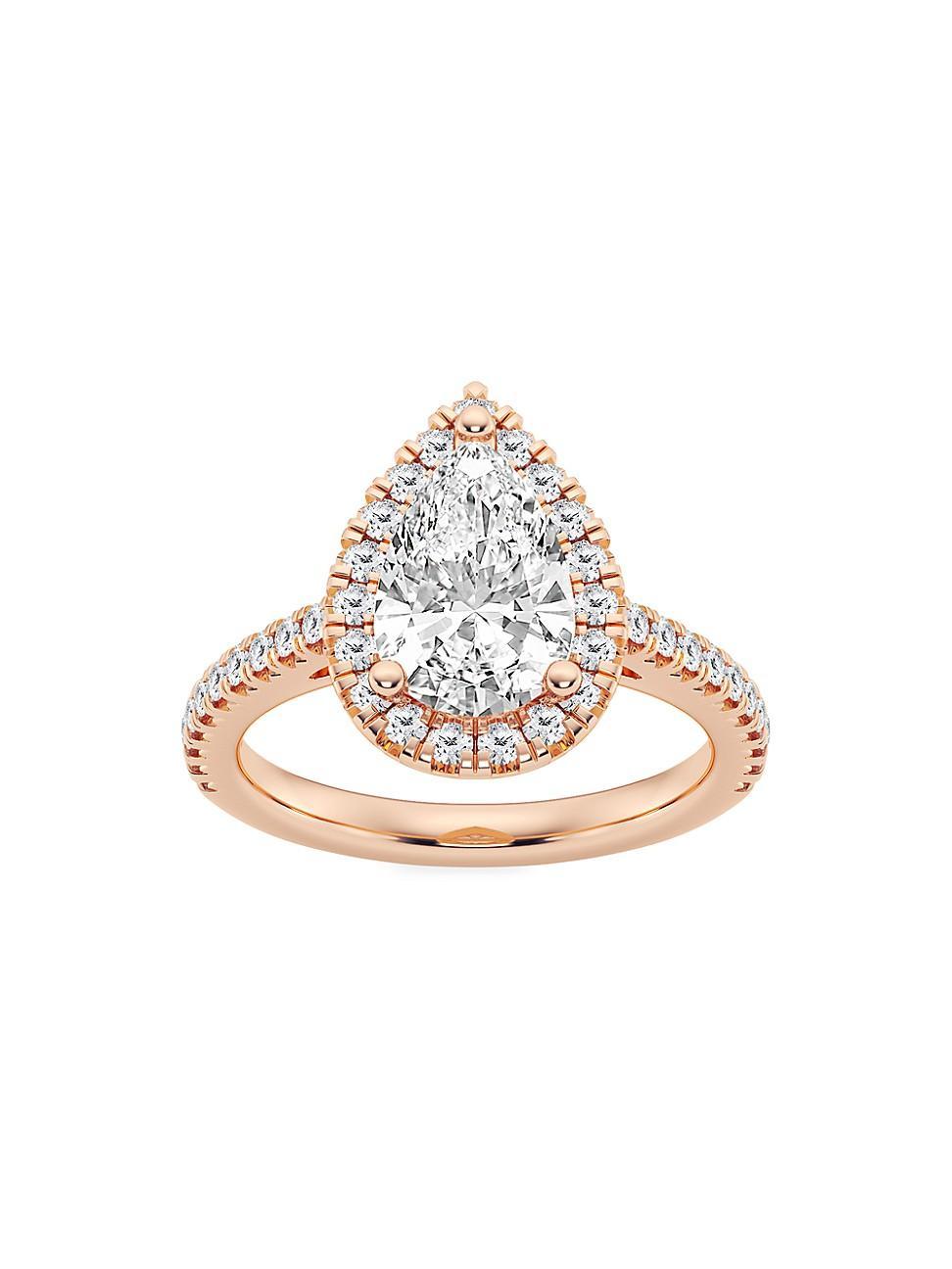 Womens 14K Rose Gold & Pear-Cut Lab-Grown Diamond Halo Ring/1.30-3.60 TCW Product Image