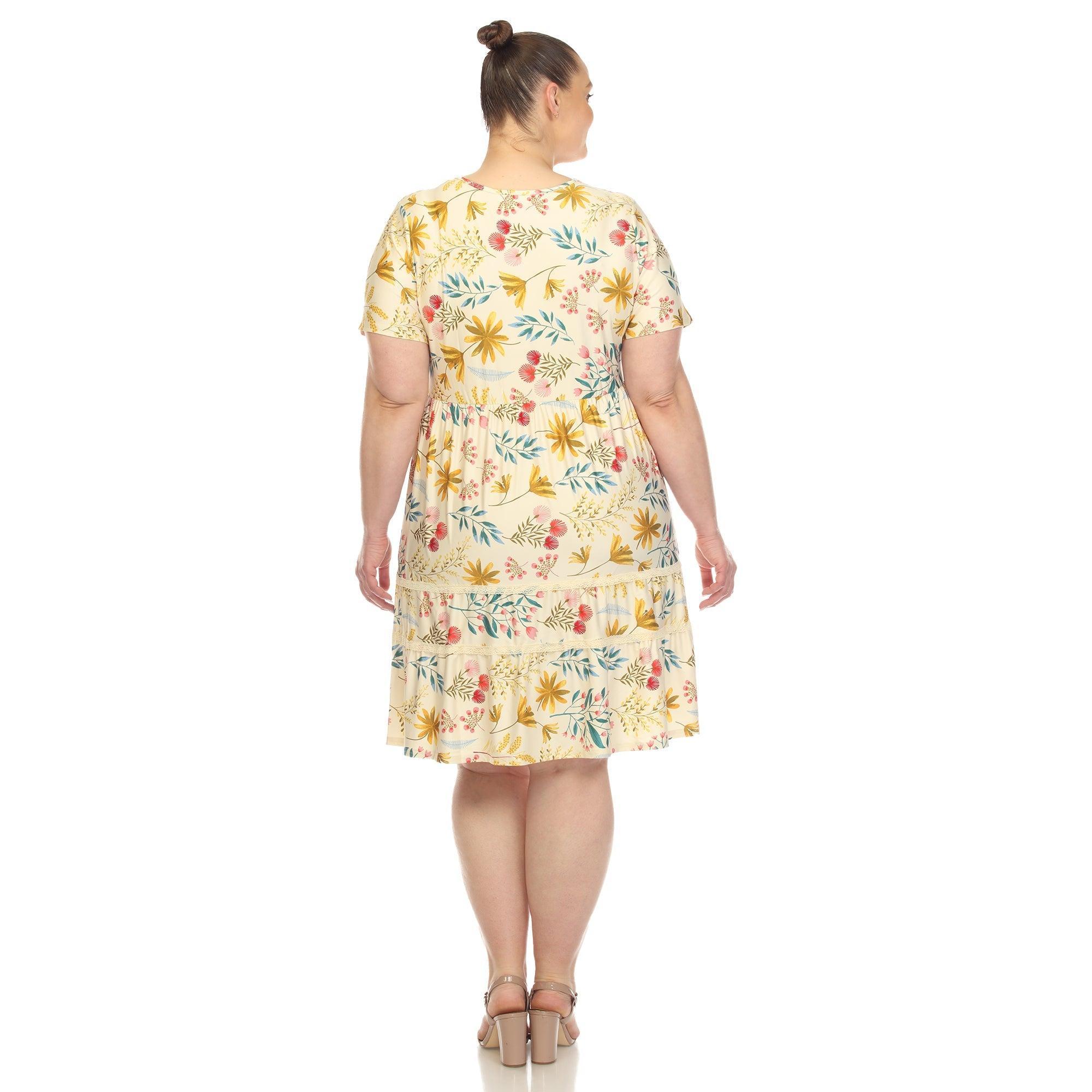 Floral Short Sleeve Knee Length Dress - Plus Product Image