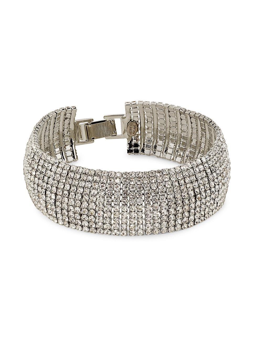 Womens Rhodium-Plated & Glass Crystal Bombe Bracelet Product Image