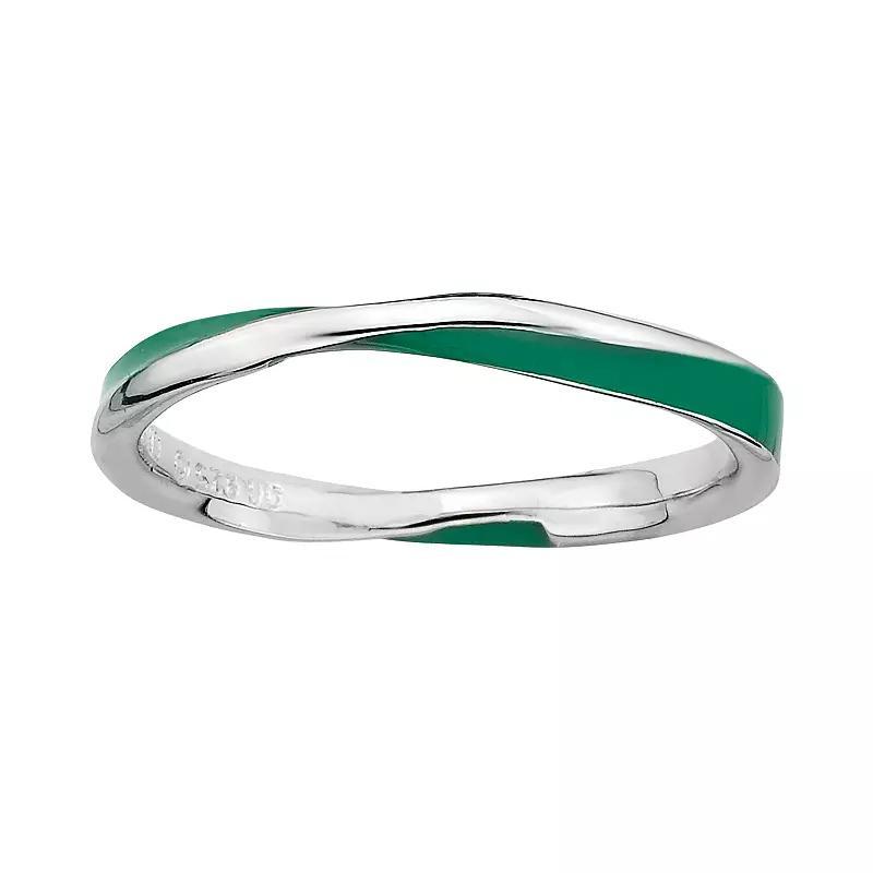 Stacks & Stones Sterling Silver Green Enamel Twist Stack Ring, Womens Product Image