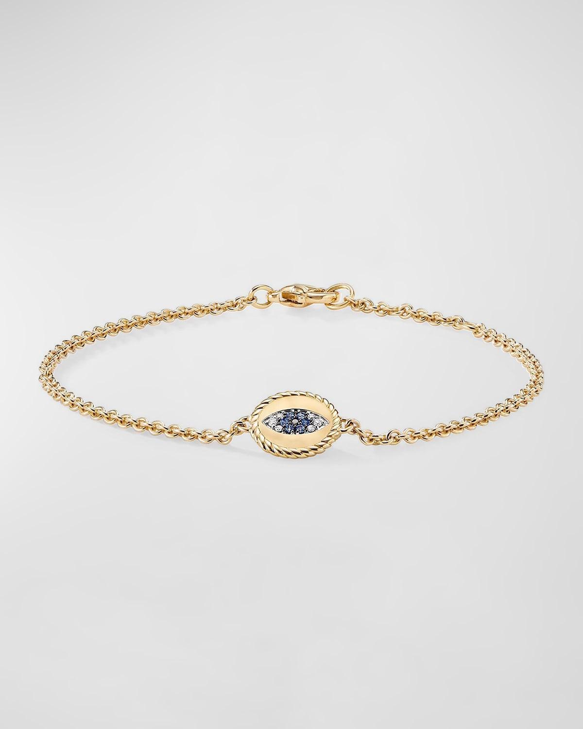 Womens Cable Collectibles Evil Eye Bracelet in 18K Yellow Gold with Pav Sapphires and Diamonds Product Image