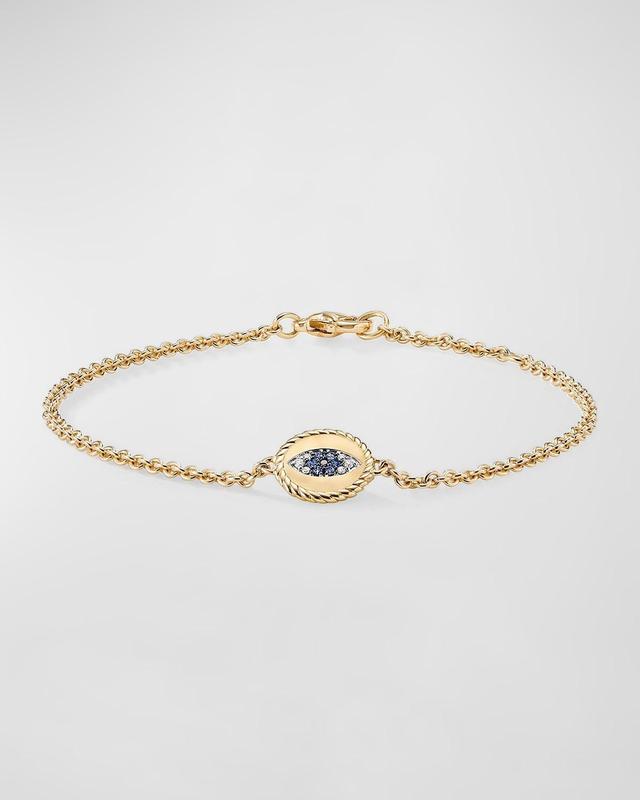 Womens Cable Collectibles Evil Eye Bracelet in 18K Yellow Gold with Pav Sapphires and Diamonds Product Image