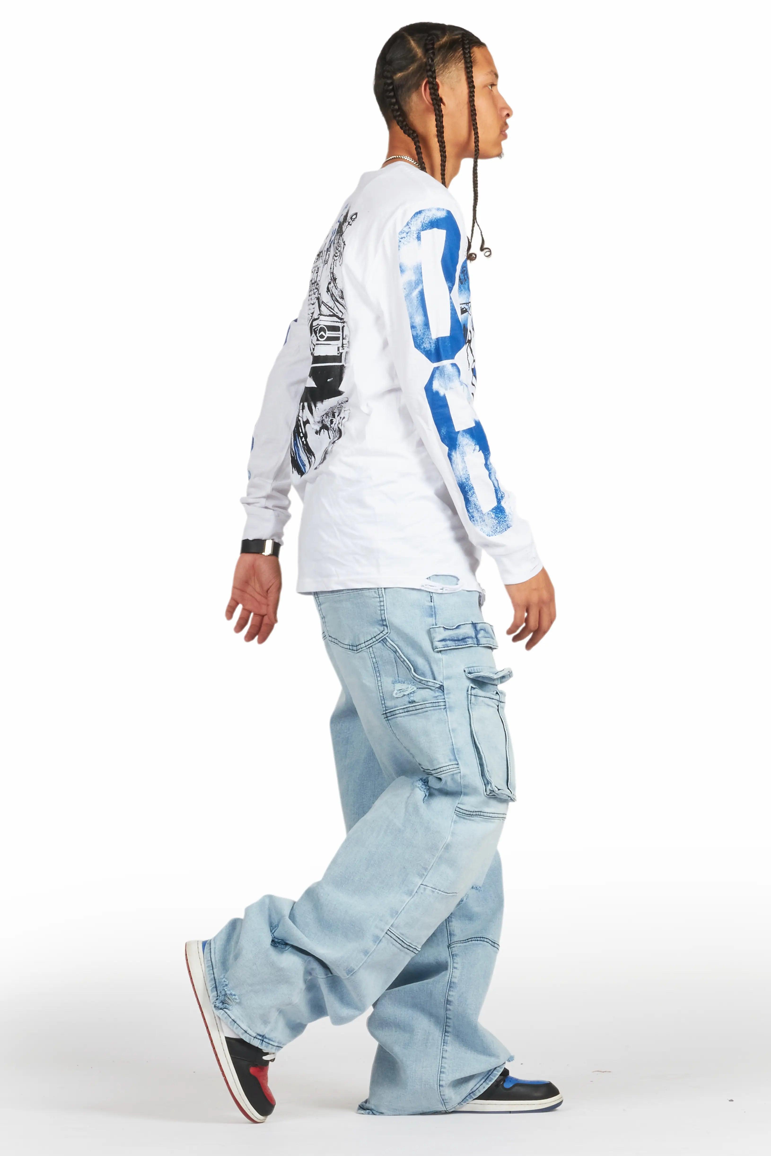 Burain Blue Baggy Fit Jean Male Product Image