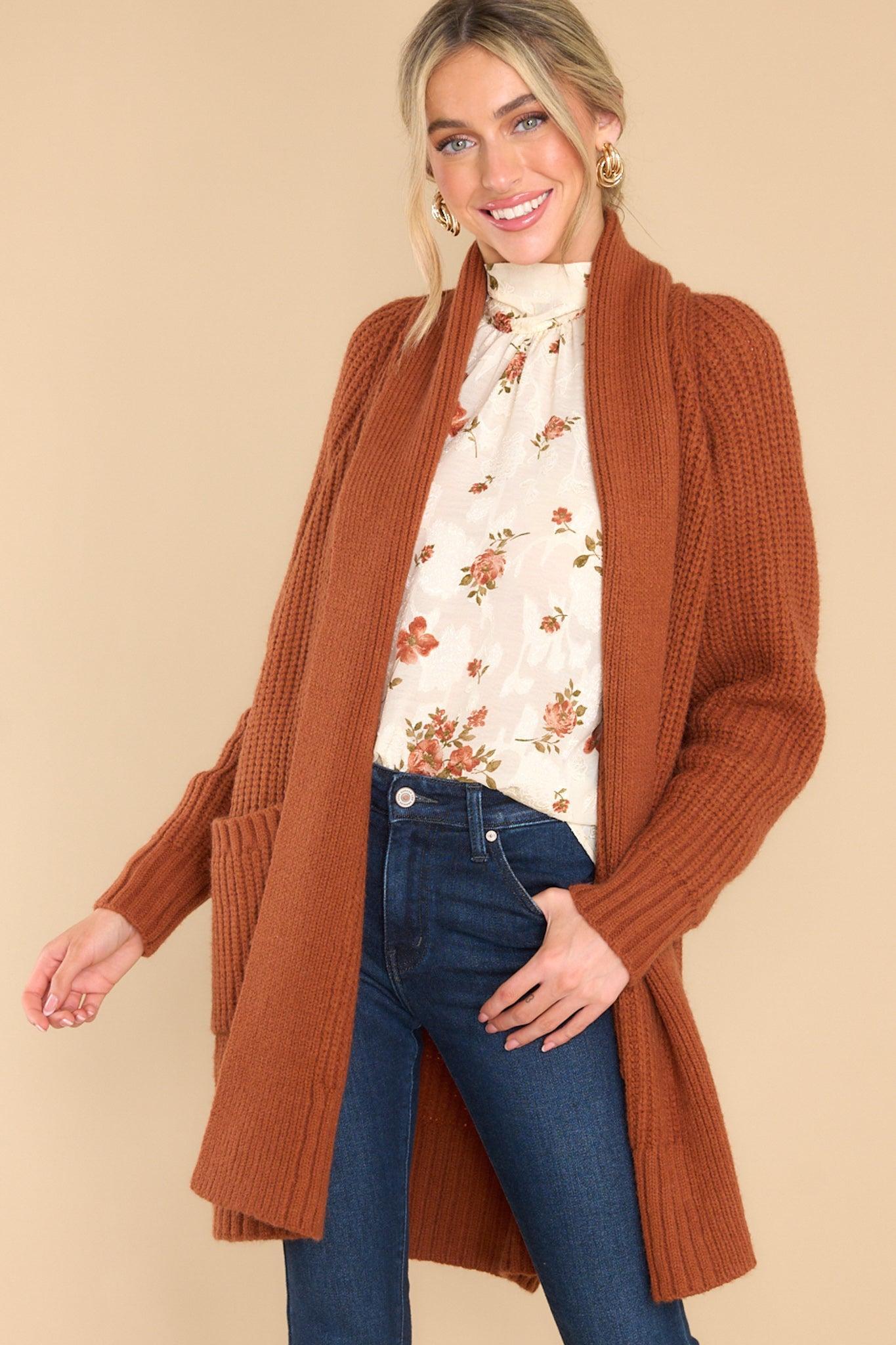 Rustic Charm Brown Cardigan Product Image