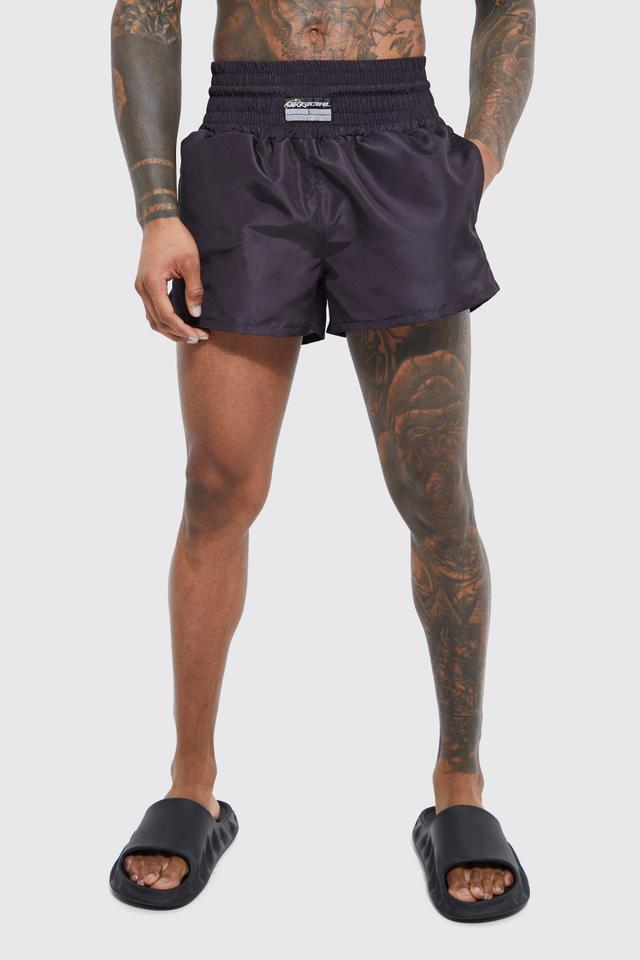 Fighter Style Plain Swim Trunks | boohooMAN USA Product Image