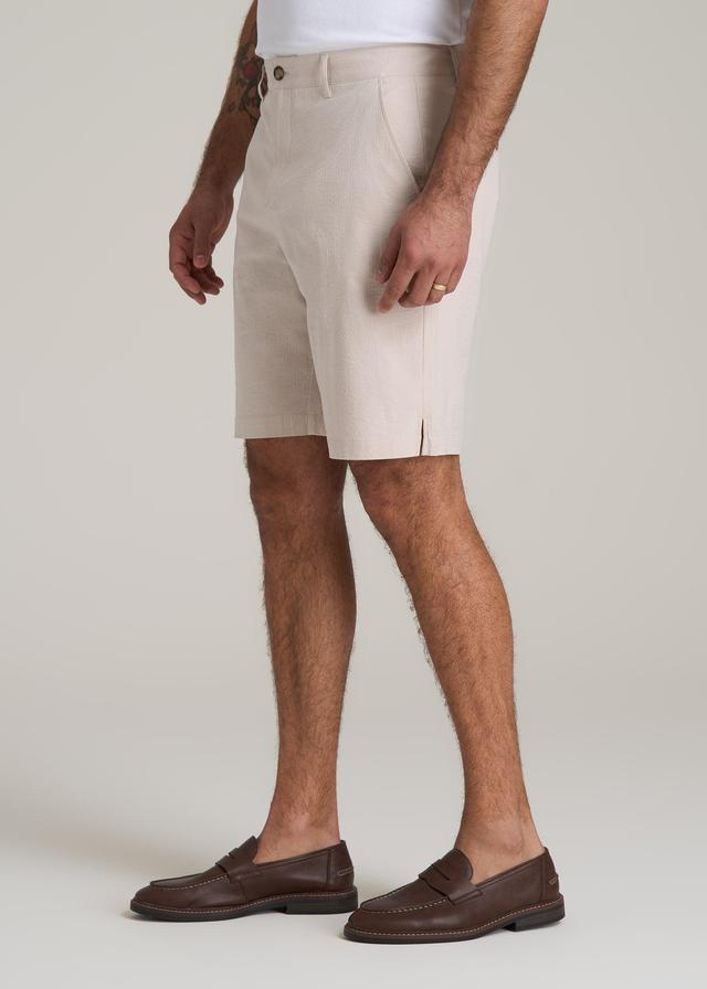 Seersucker Shorts for Tall Men in Soft Beige Male Product Image