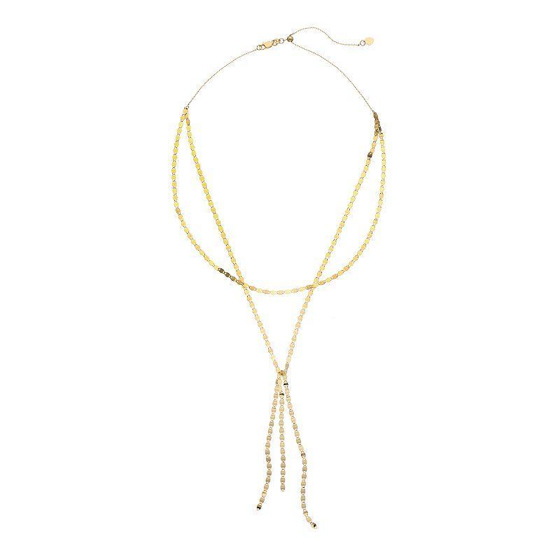 14k Gold Double Strand Adjustable Valentino Choker Necklace, Womens Product Image