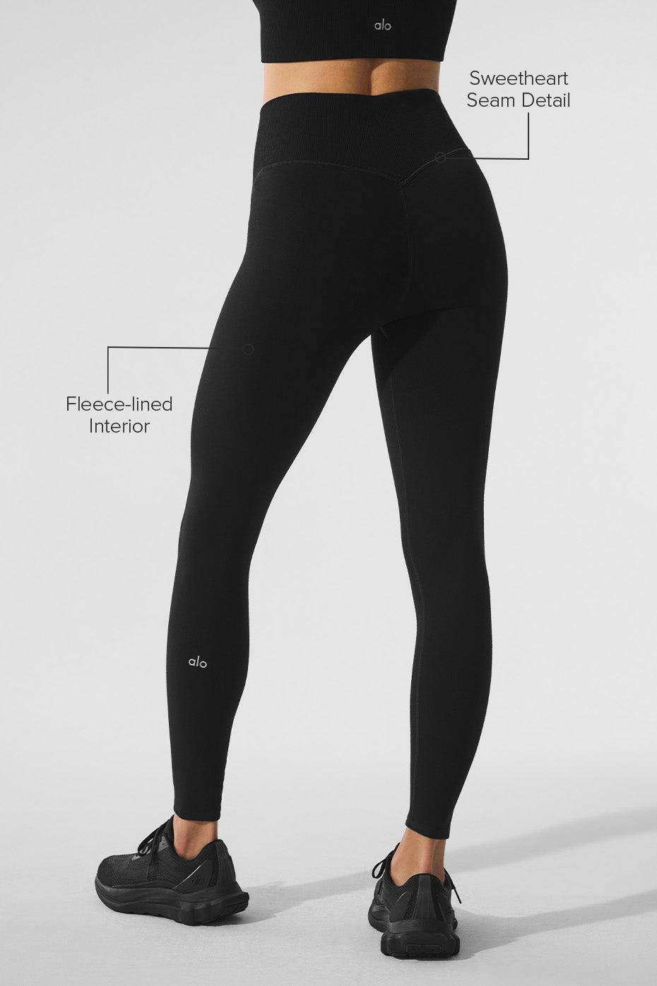 Seamless Winter Warm Plush High-Waist 7/8 Legging - Black Female Product Image