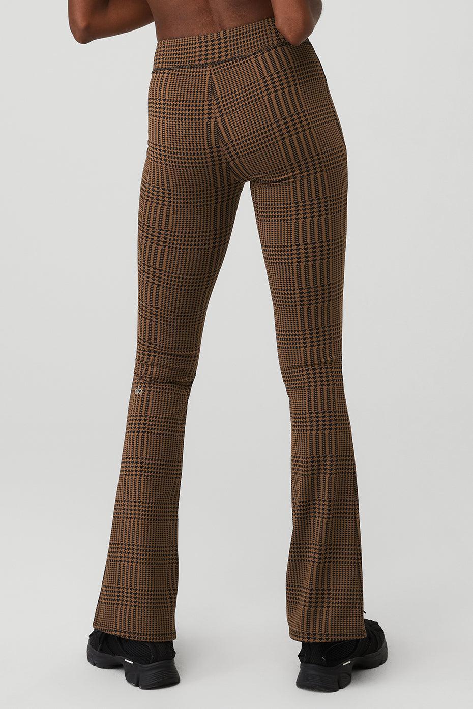 Jacquard High-Waist Glenplaid Flutter Legging - Cinnamon Brown/Black Female Product Image