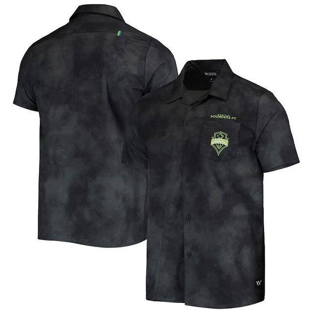 The Wild Collective Mens Black Seattle Sounders Fc Abstract Cloud Button-Up Shirt Product Image