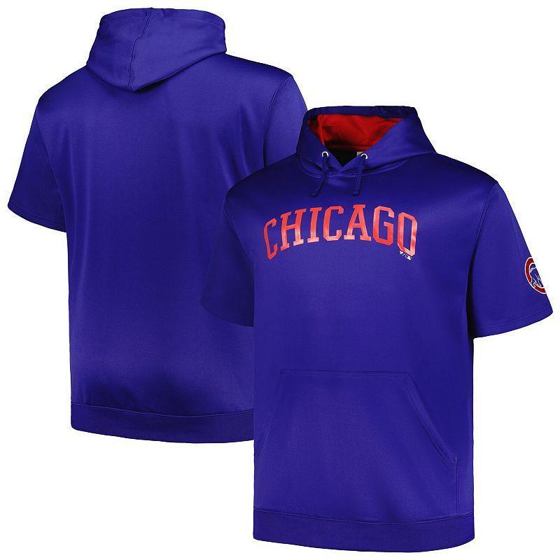 Mens Profile Royal Chicago Cubs Big & Tall Contrast Short Sleeve Pullover Hoodie Product Image