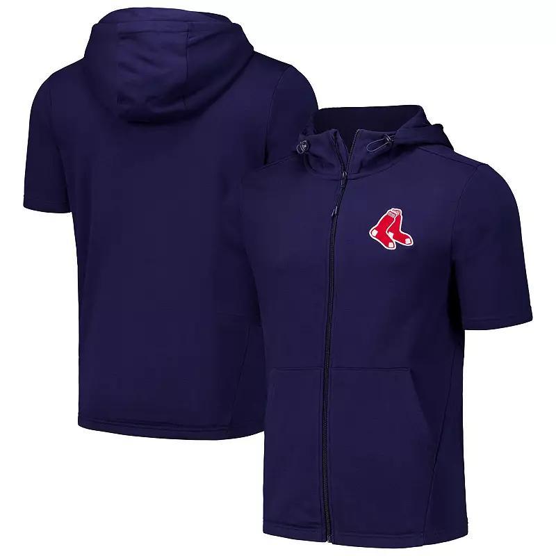 Mens Levelwear Boston Red Sox Recruit Short Sleeve Full-Zip Hoodie Blue Product Image