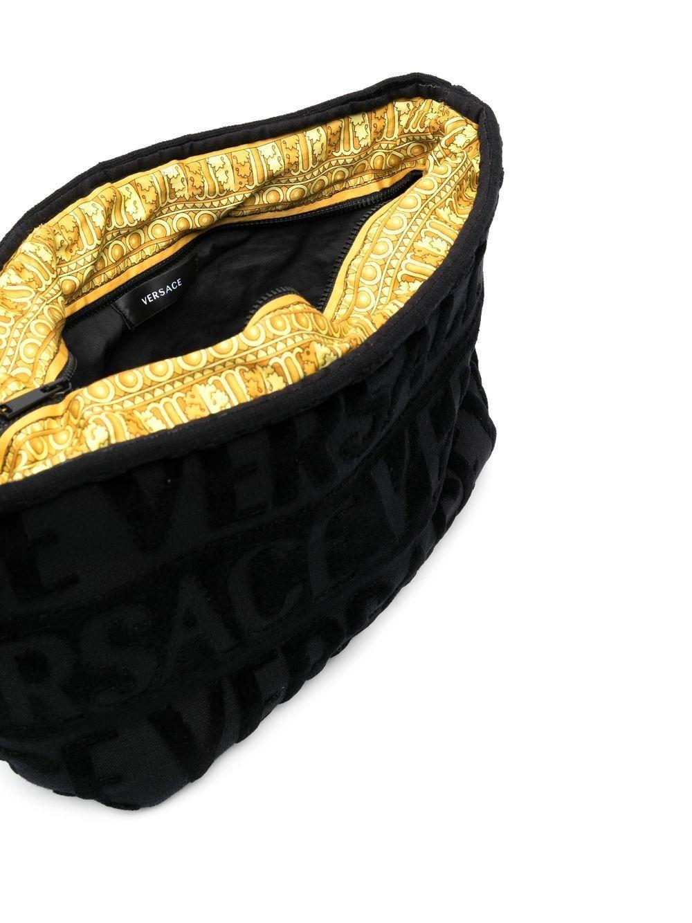 VERSACE Flocked-logo Wash Bag In Black Product Image