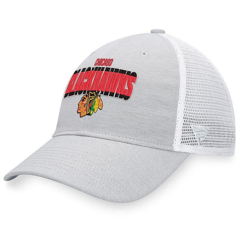 Mens Fanatics Branded Heather Gray/White Chicago Blackhawks Team Trucker Snapback Hat Product Image