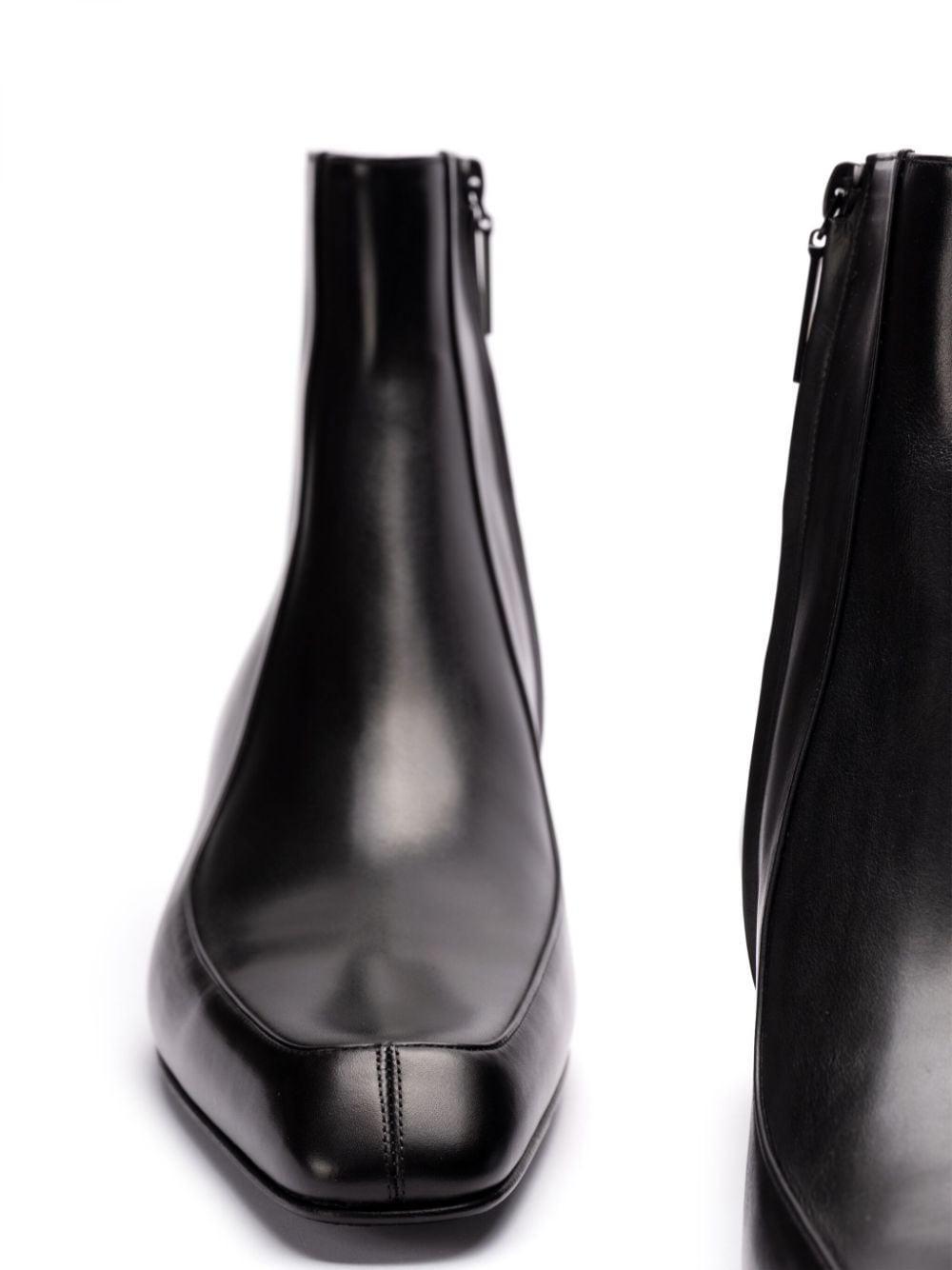 SAINT LAURENT High Top Square Toe Block Heel Ankle Boots In Black   Product Image