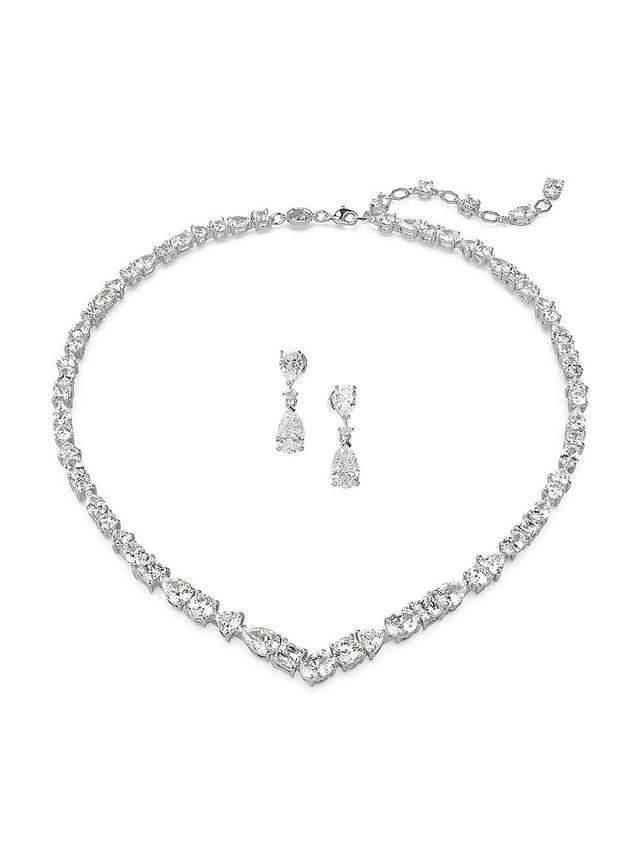 Swarovski Silver-Tone 2-Pc. Set Mesmera Crystal Drop Earrings & Necklace, 15 + 2 extender Product Image