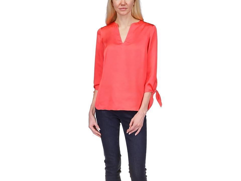 MICHAEL Michael Kors Solid Satin Tie Top (Geranium) Women's Blouse Product Image