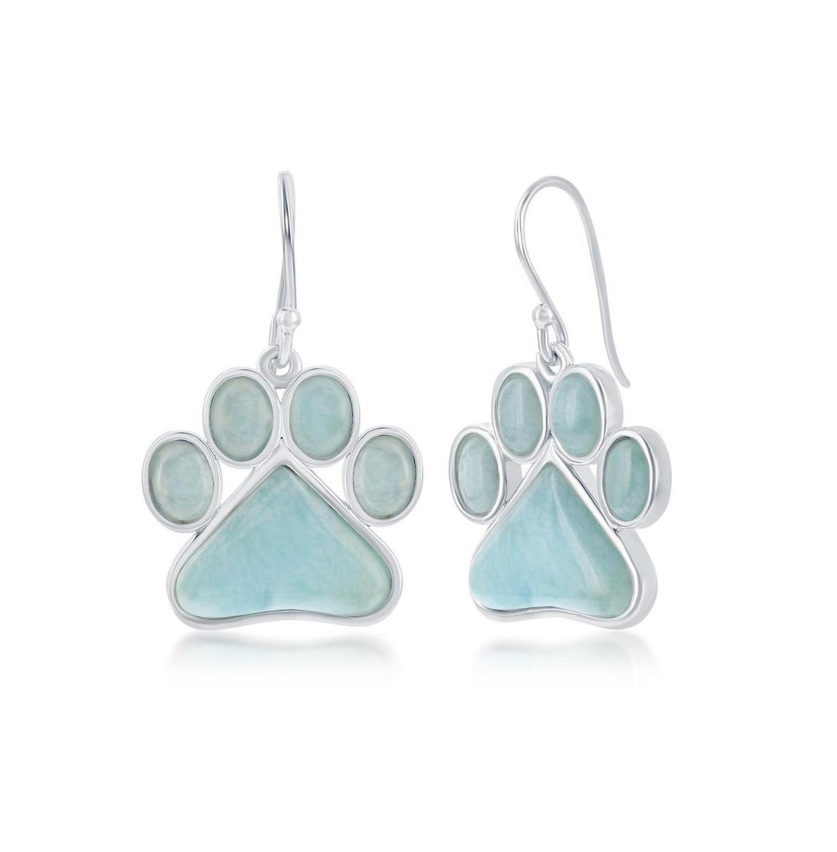 Sterling Silver Larimar Paw Drop Earrings, Womens, Blue Product Image