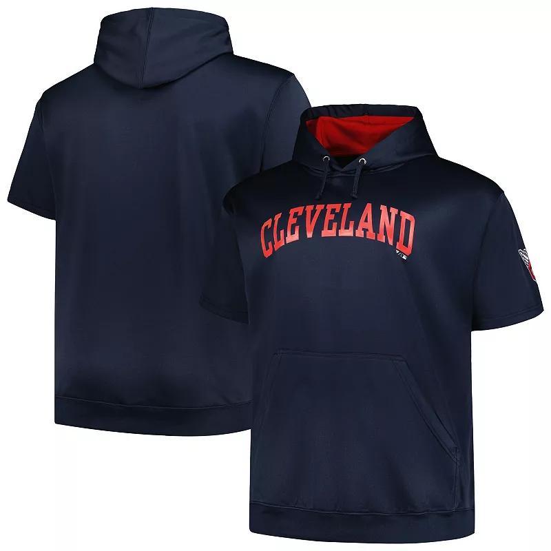 Mens Profile Navy Cleveland Guardians Big & Tall Contrast Short Sleeve Pullover Hoodie Product Image