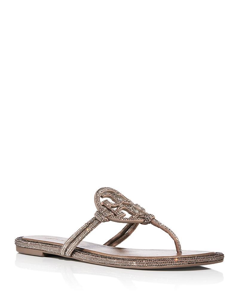 Tory Burch Womens Miller Knotted Emblem Slip On Thong Sandals Product Image