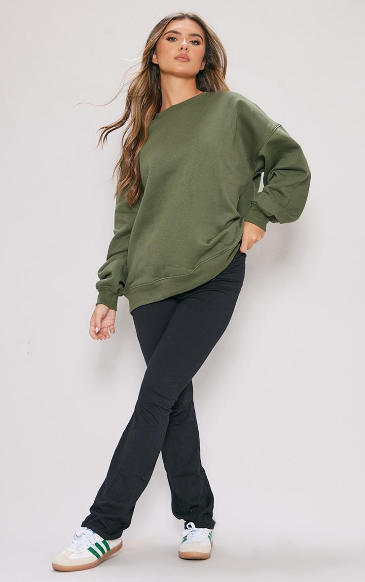 PRETTYLITTLETHING Khaki Back Embroidered Sweatshirt Product Image