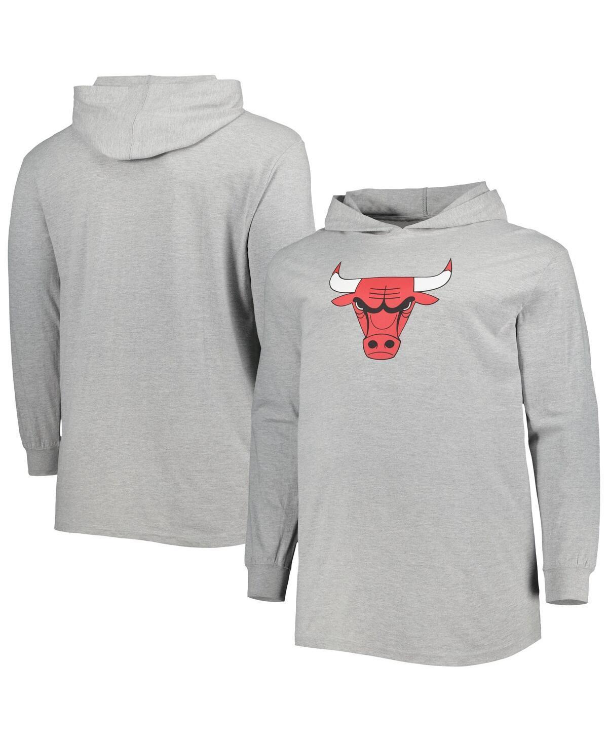 Mens Fanatics Heather Gray Chicago Bulls Big and Tall Pullover Hoodie Product Image