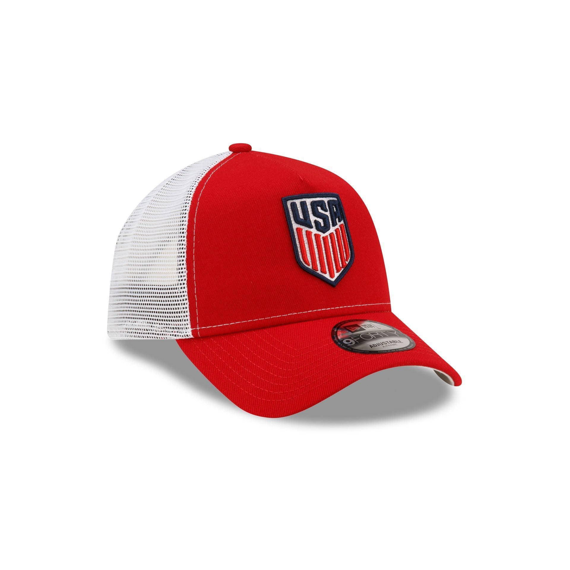 US Soccer Red 9FORTY A-Frame Trucker Hat Male Product Image