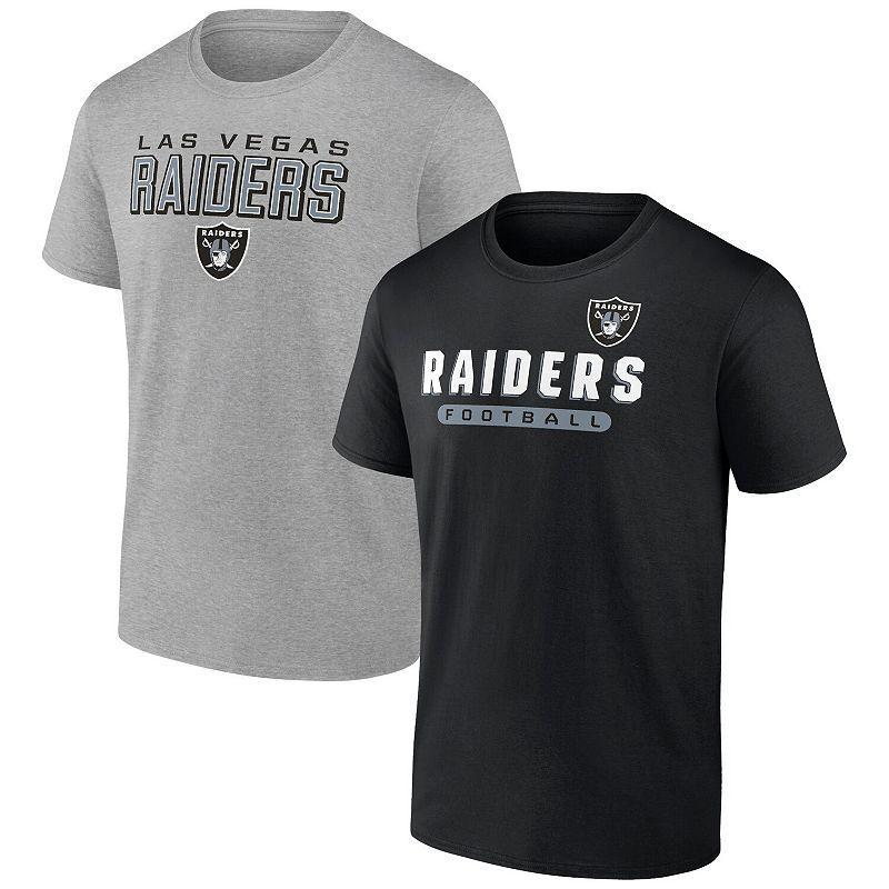 Men's Fanatics Branded Black/Heathered Gray Las Vegas Raiders T-Shirt Combo Pack Product Image