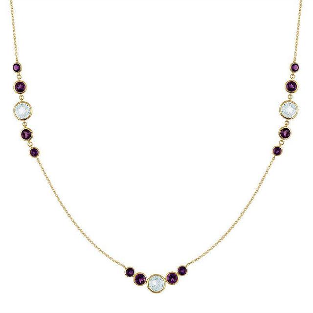 Tiara 14k Gold Blue Topaz & Amethyst Station Necklace, Womens Yellow Product Image