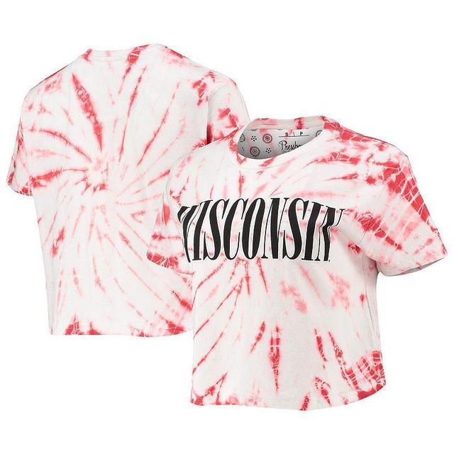 Womens Pressbox Wisconsin Badgers Showtime Tie-Dye Crop T-Shirt Product Image