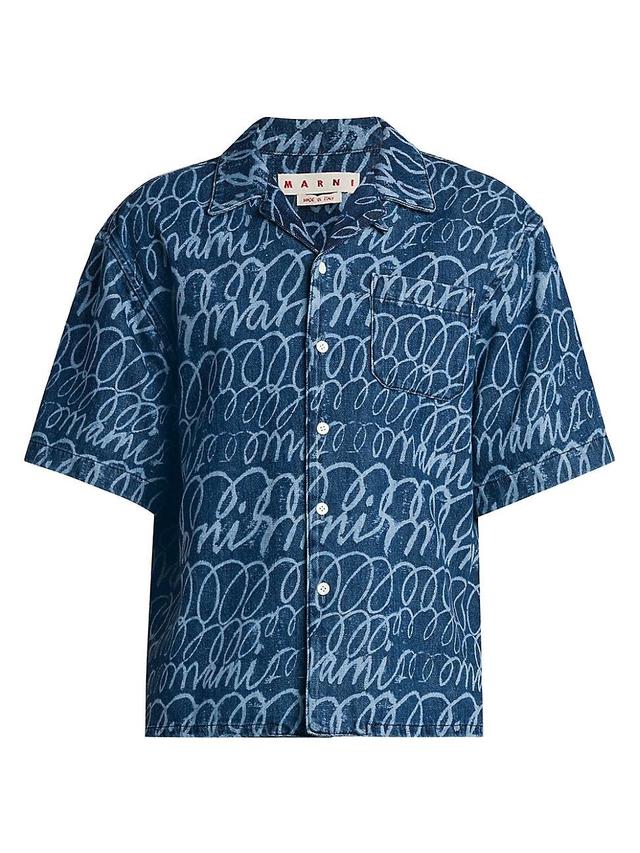 Mens Scribble Denim Camp Shirt Product Image