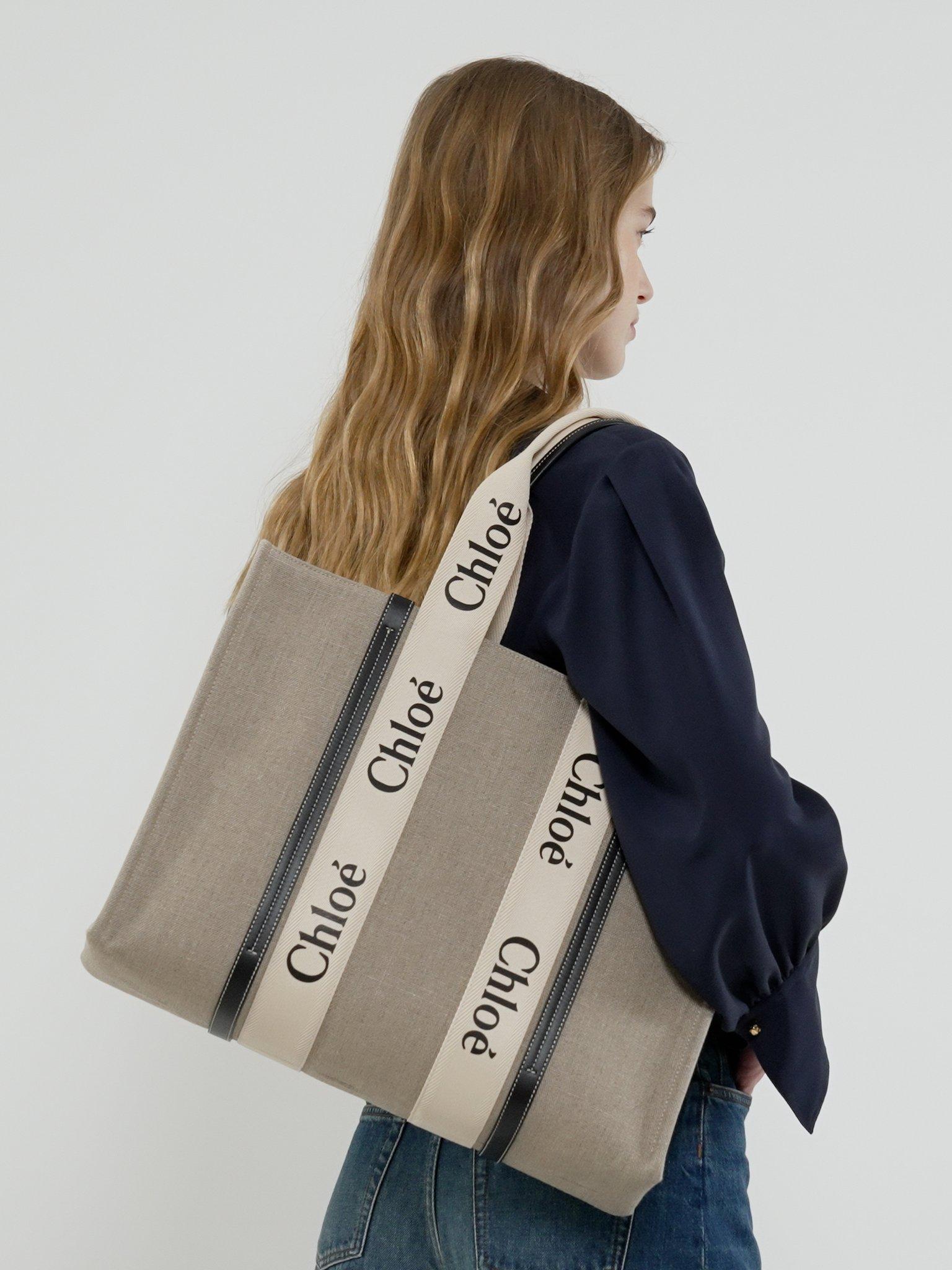 Large Woody tote bag in linen Product Image