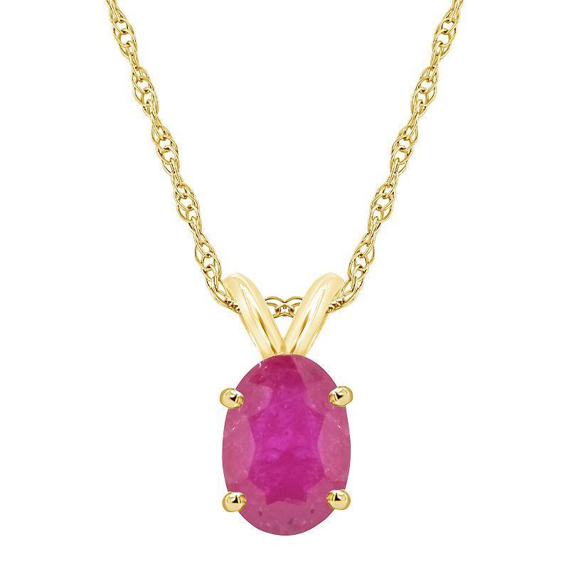 Celebration Gems 14k Gold Oval Ruby Pendant Necklace, Womens Product Image