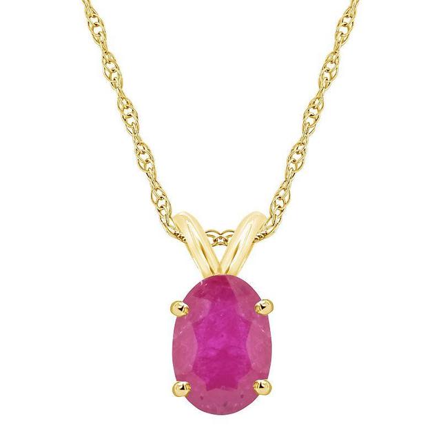 Celebration Gems 14k Gold Oval Ruby Pendant Necklace, Womens Product Image