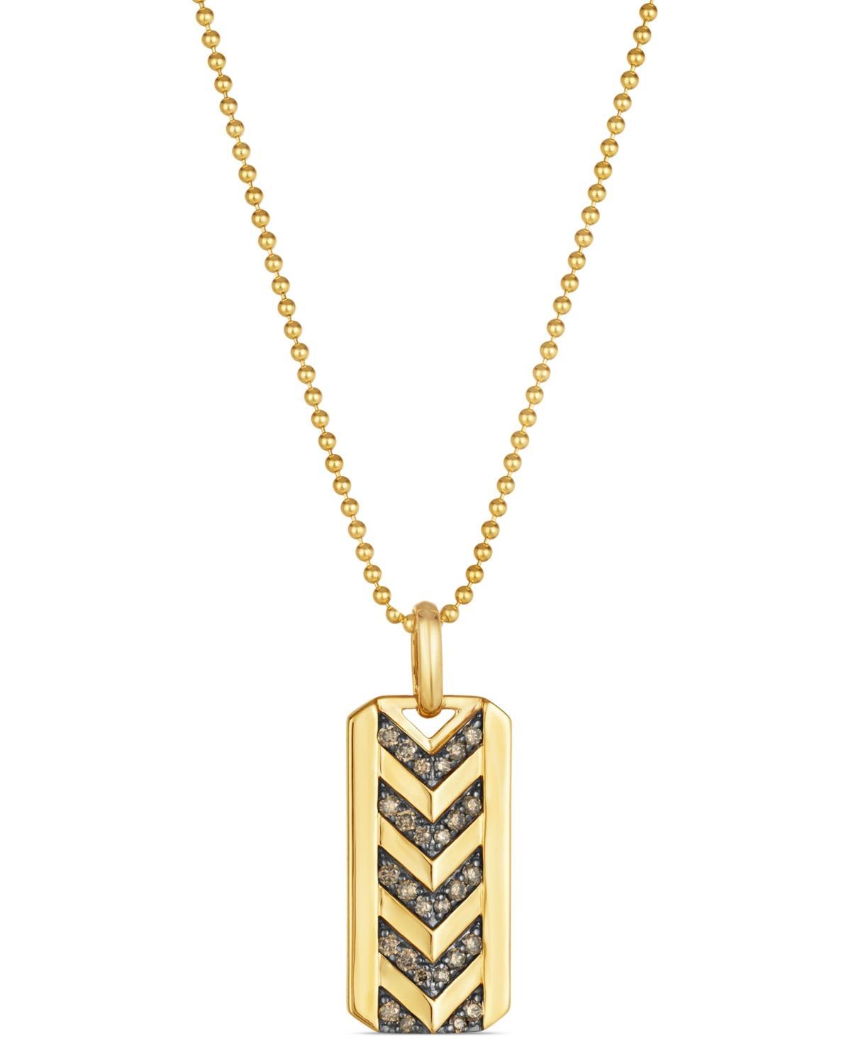 Le Vian Chocolatier Mens Chocolate Diamond Chevron Dog Tag 24 Pendant Necklace (1/2 ct. t.w.) in 14k Gold Product Image