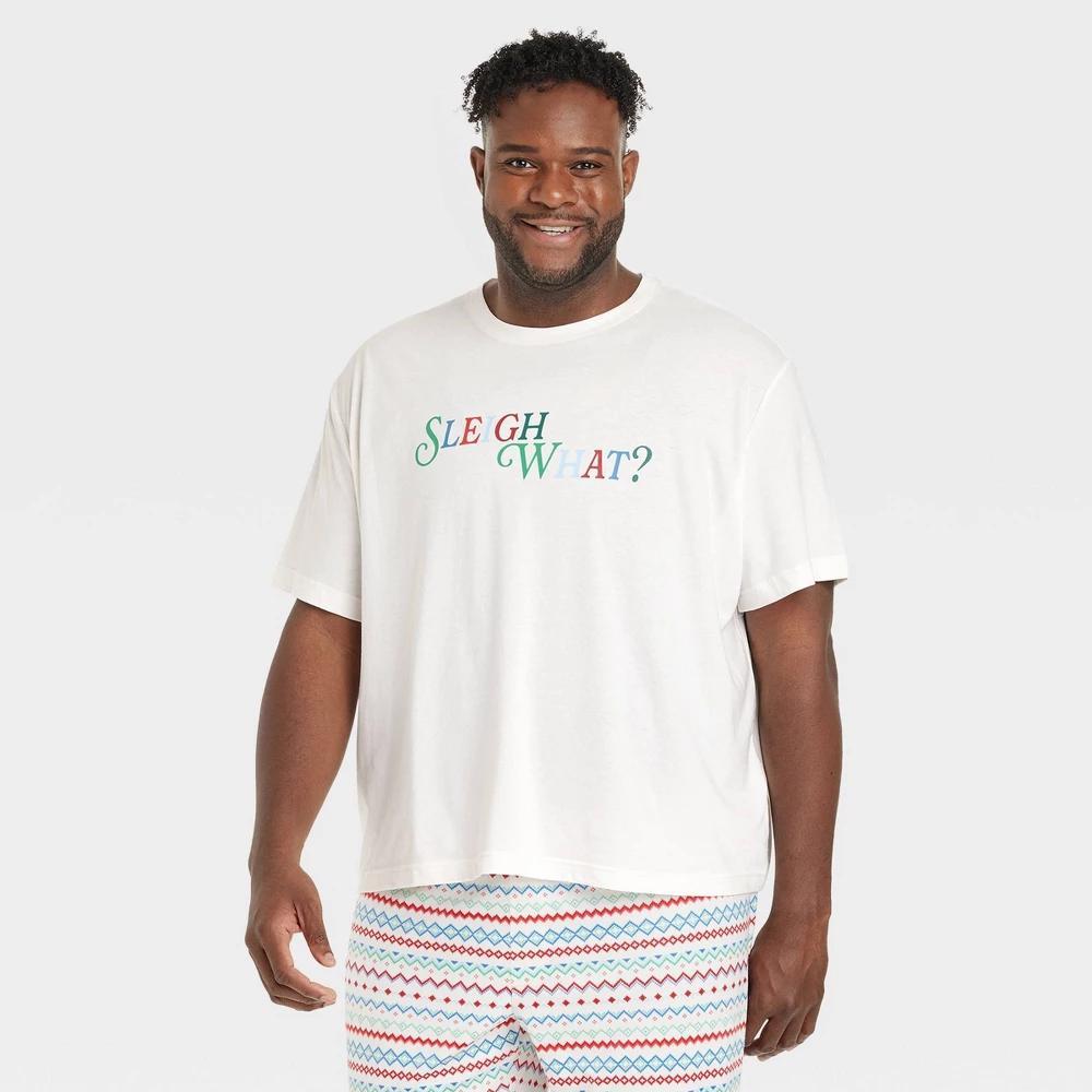 Mens Big & Tall Sleigh What? Holiday Matching Family Pajama T-Shirt - Wondershop White 3XL Product Image