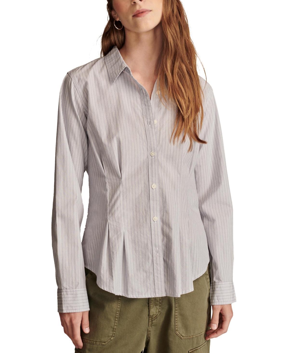 Lucky Brand Womens Striped Peplum Shirt Product Image