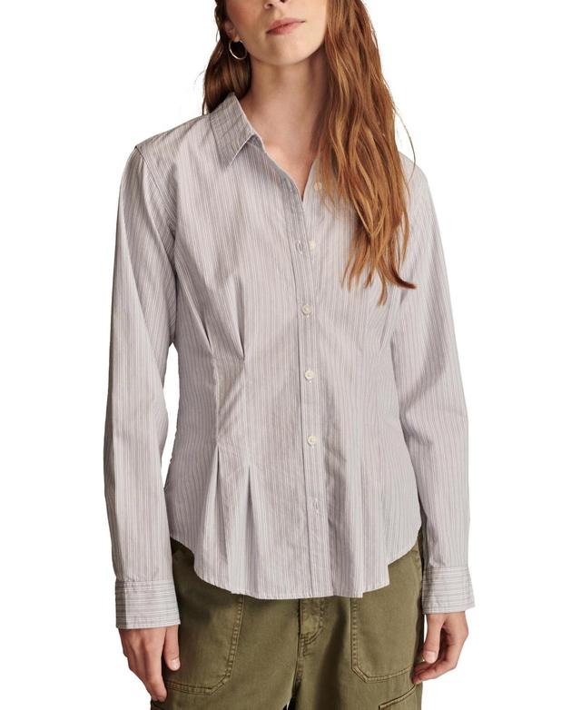 Lucky Brand Womens Striped Peplum Shirt Product Image