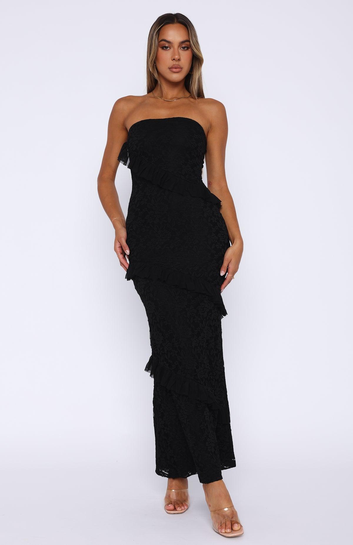 She's A Masterpiece Lace Maxi Dress Black Product Image