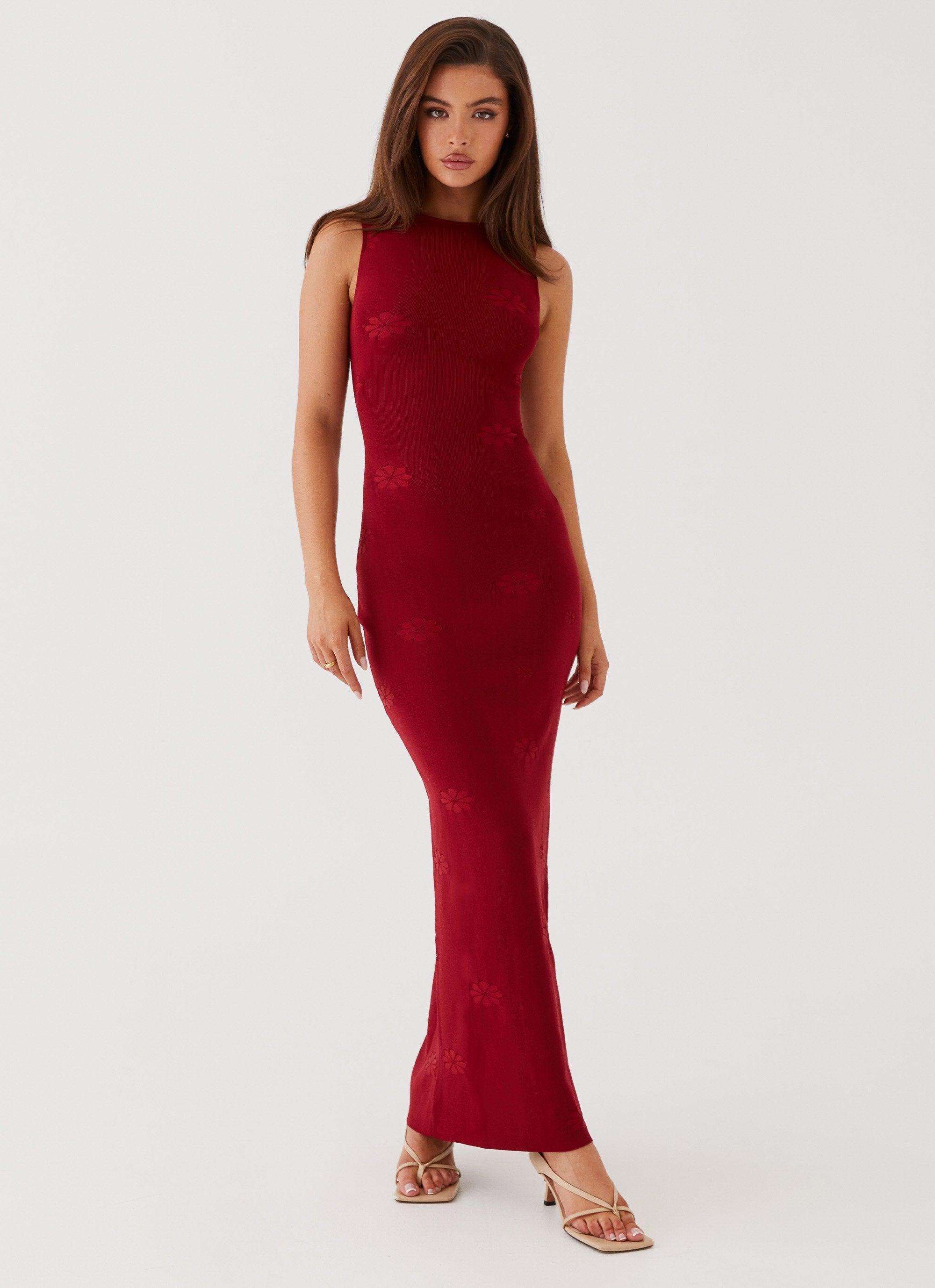 Holly Knit Maxi Dress - Red Product Image