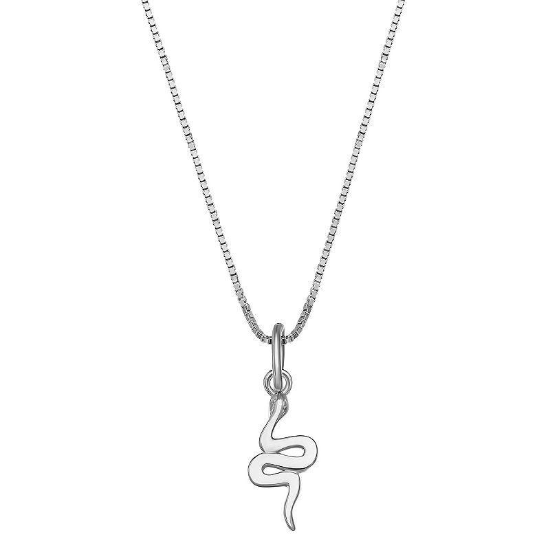 PRIMROSE Sterling Silver Snake Pendant Necklace, Womens, Sterling Silver Opal Product Image