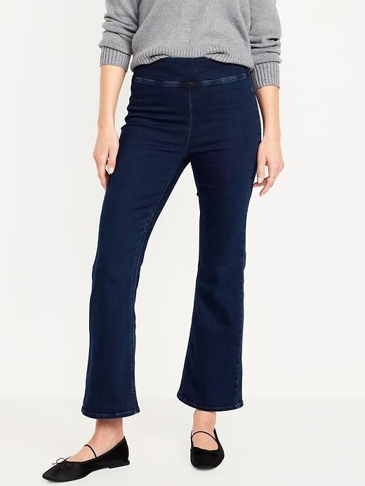 High-Waisted Weekender Pull-On Crop Flare Jeans Product Image